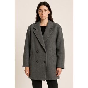 Vintage Wool Pea Coat Gray Large